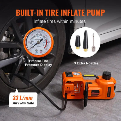 Powerful Electric Car Jack|Portable Car Lift with Built-in Inflatable Pump|Hydraulic Jack with Electric High-efficiency Impact Wrench